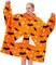 Halloween Wearable Blanket Hoodie, Orange Bat Costume Oversized Sherpa Fleece Sweatshirt Blanket with Giant Hood Pocket and Sleeves for Adult, Warm & Cozy Grey Blanket Gifts for Women
